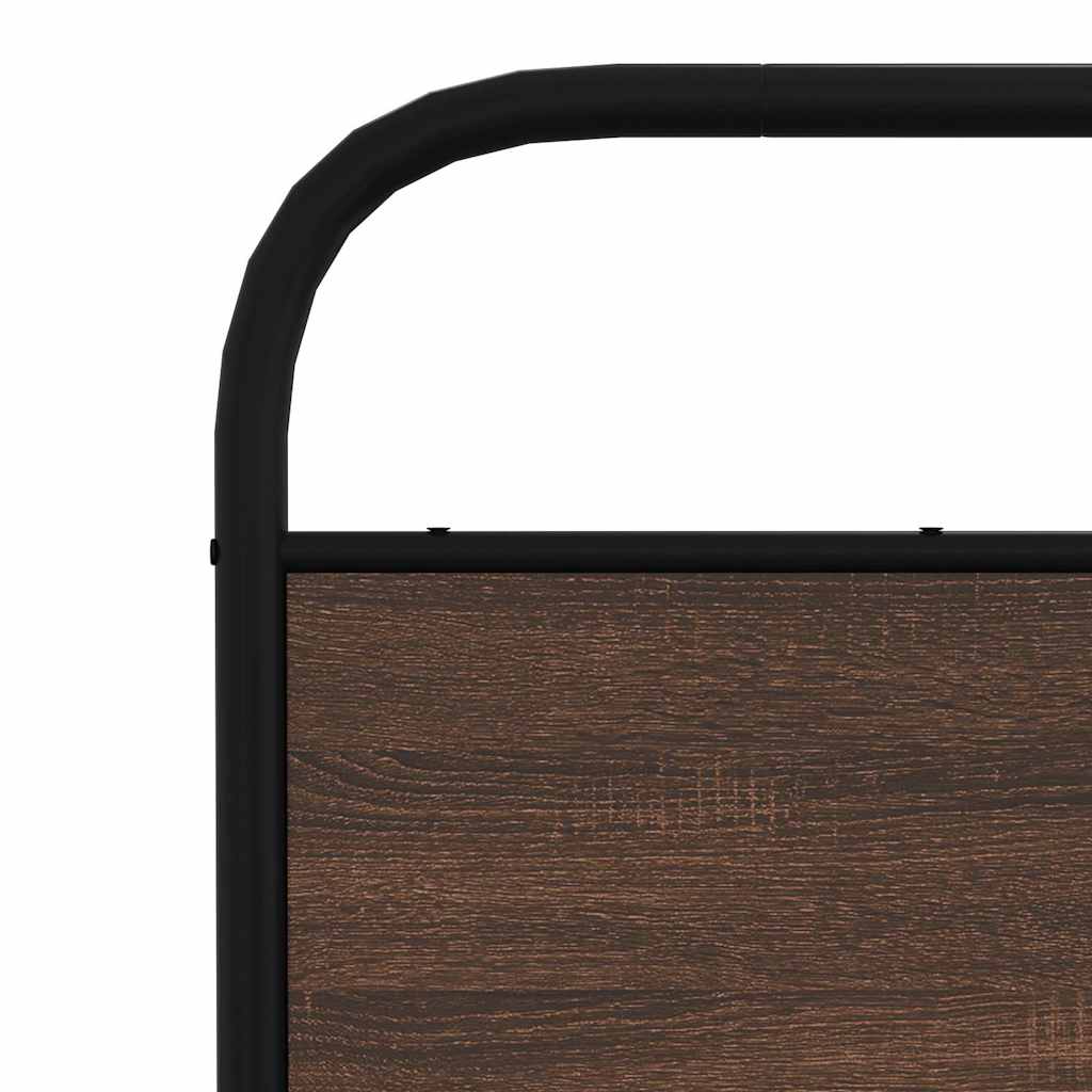 Metal bed without mattress brown oak look 140x190 cm