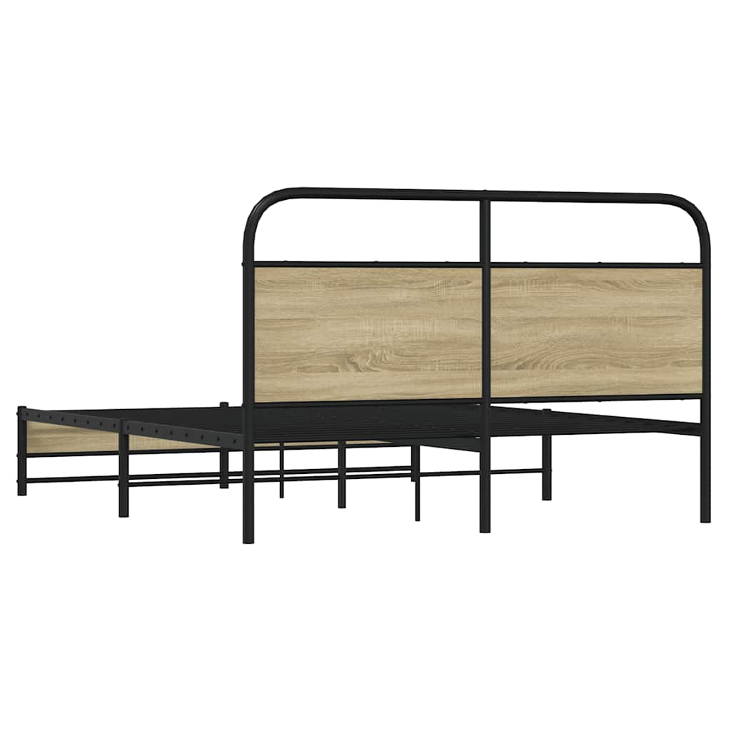 Metallbett ohne Matratze Sonoma-Eiche 160x200 cm