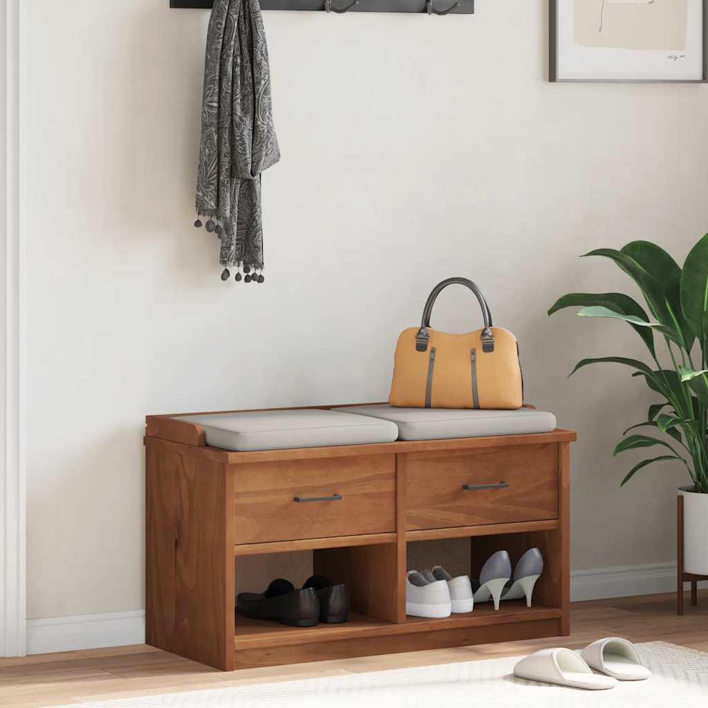 Hallway bench SANDNES 87x40x50 cm solid pine wood