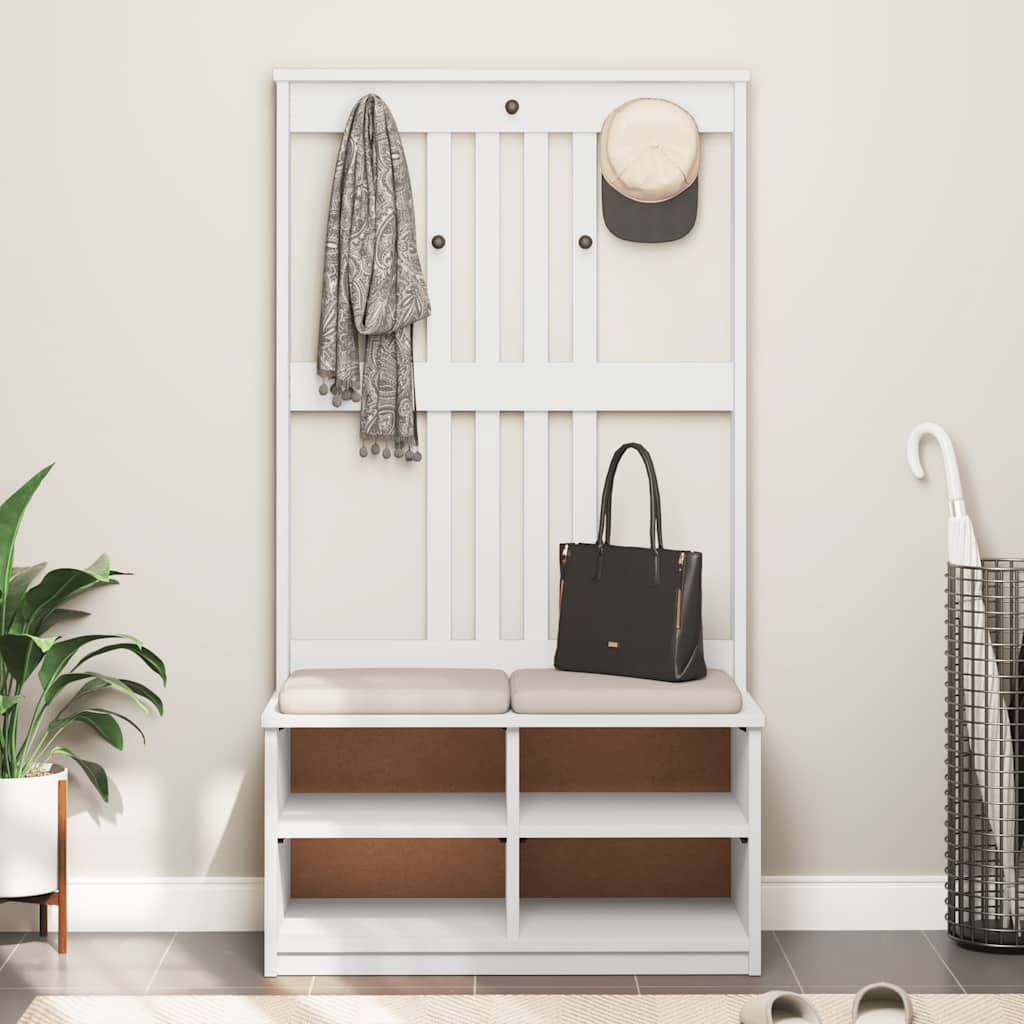 Coat rack SANDNES white 87x40x159.5cm solid pine wood
