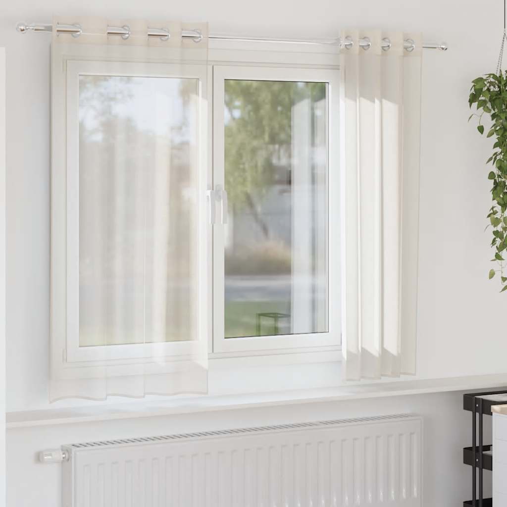 Voile Vorhänge mit Ösen 2 Stk. Creme 140x140 cm