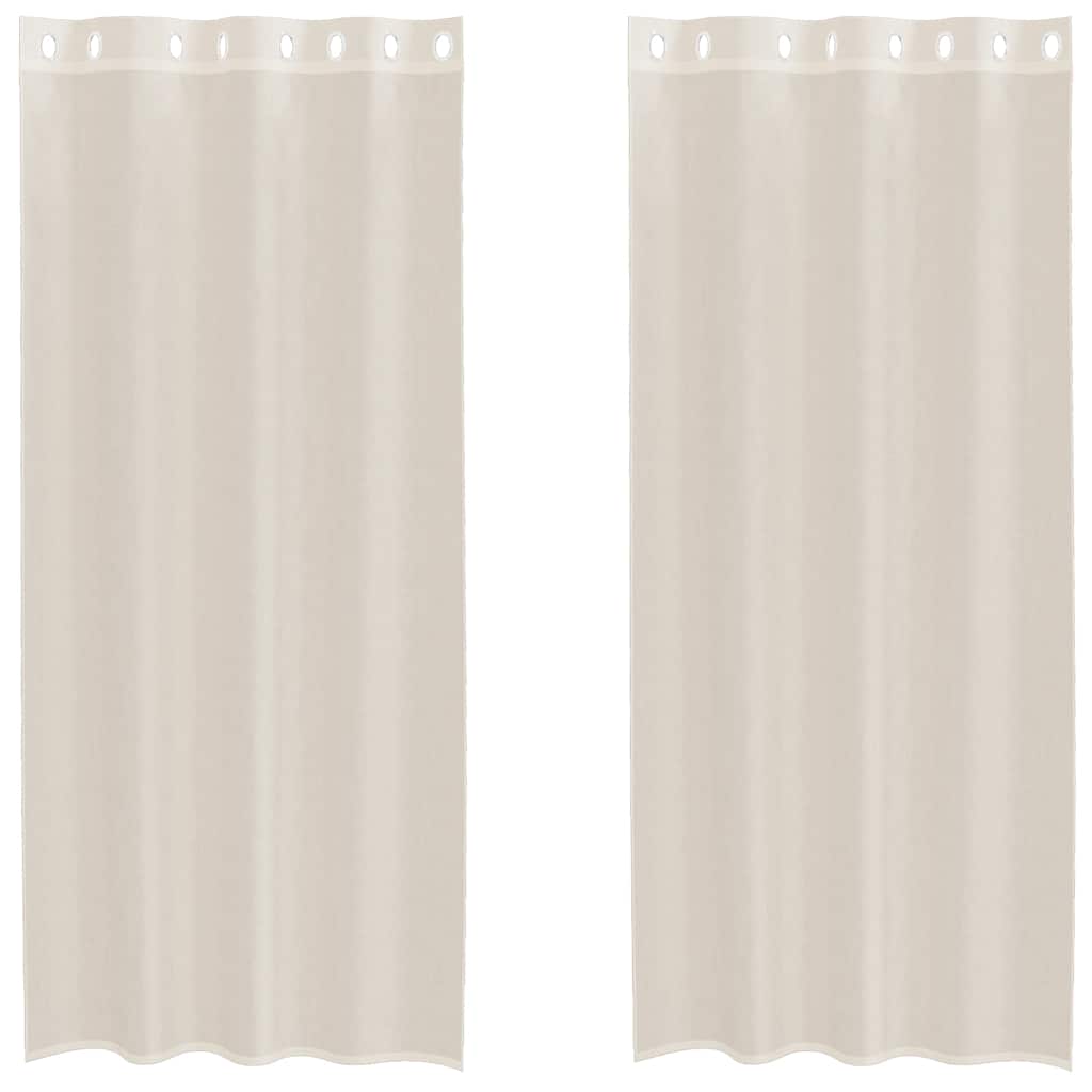 Voile Vorhänge mit Ösen 2 Stk. Creme 140x225 cm
