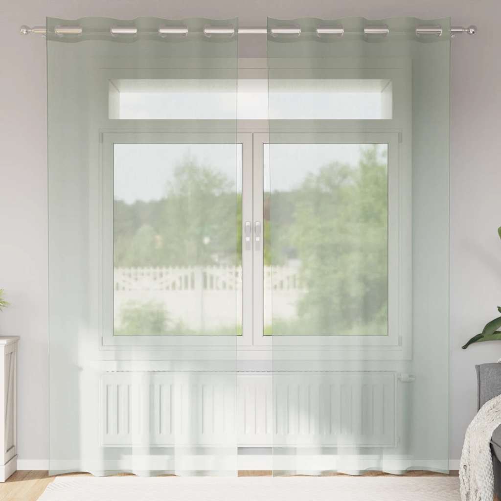 Voile Vorhänge mit Ösen 2 Stk. Hellgrau 140x245 cm