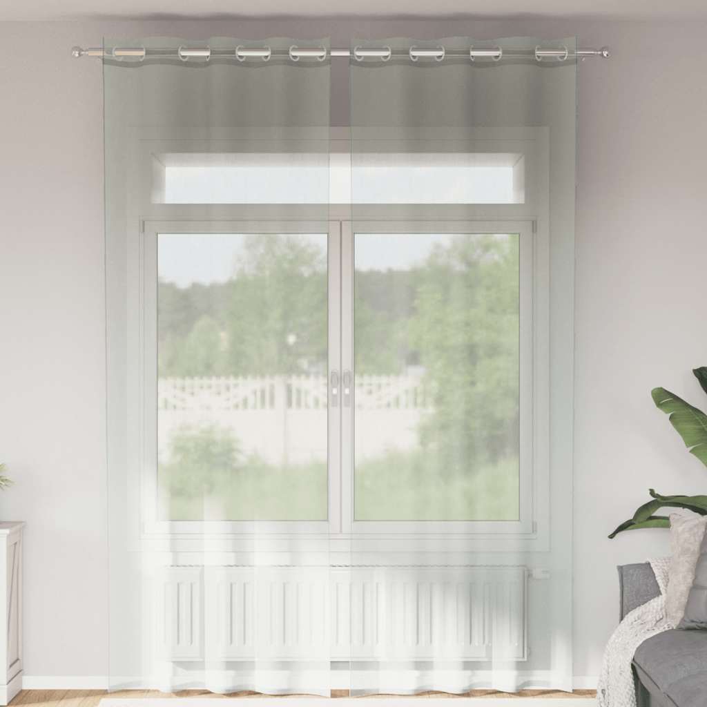 Voile Vorhänge mit Ösen 2 Stk. Hellgrau 140x300 cm