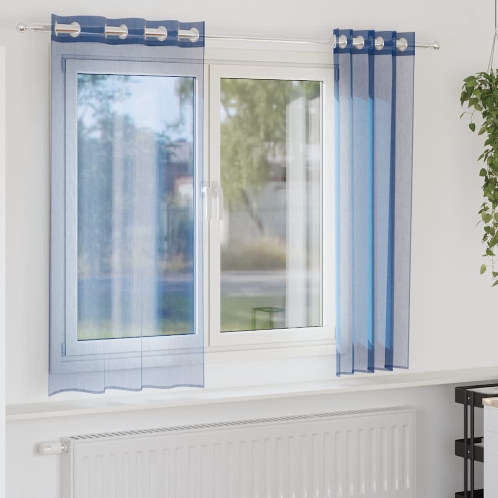 Voile Vorhänge mit Ösen 2 Stk. Königsblau