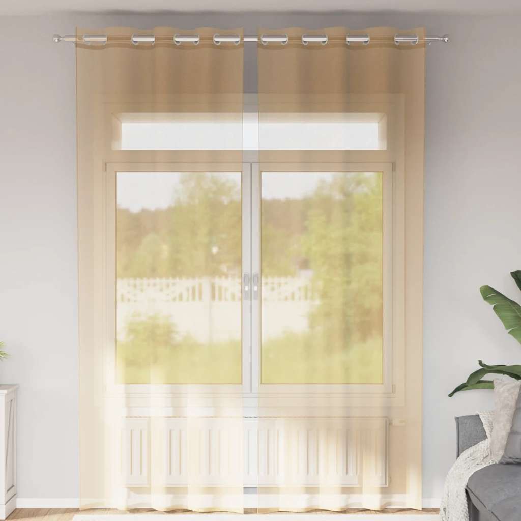 Voile Vorhänge mit Ösen 2 Stk. Sandfarbe