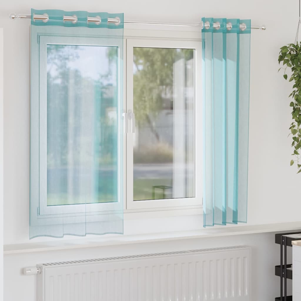 Voile Vorhänge mit Ösen 2 Stk. Türkis