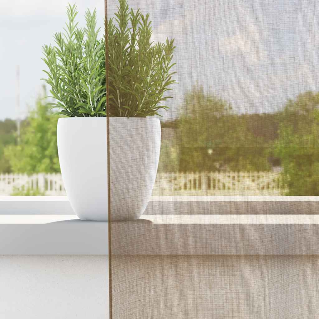 Voile curtains with rod pockets, 2 pieces, light brown