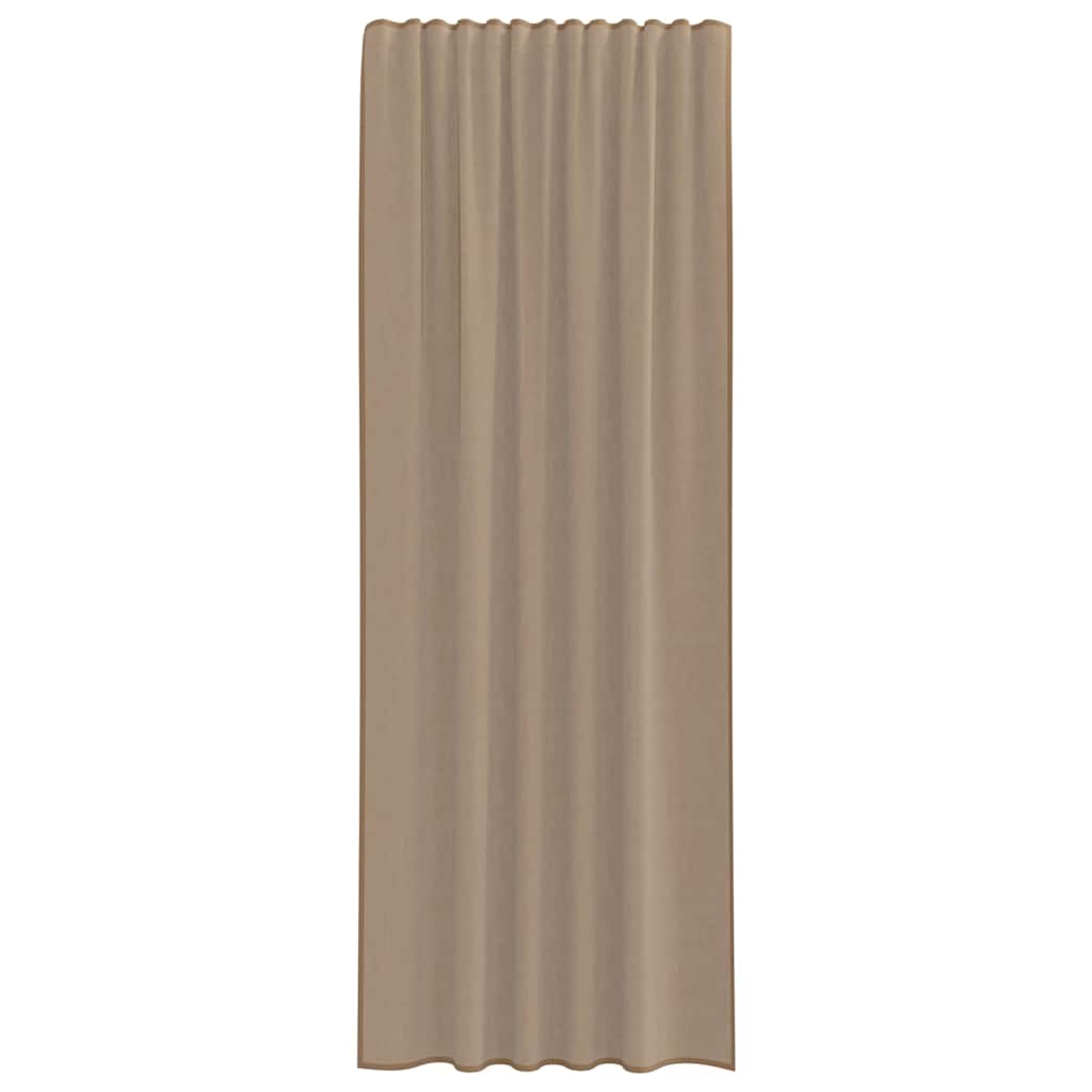 Voile curtains with rod pockets, 2 pieces, light brown