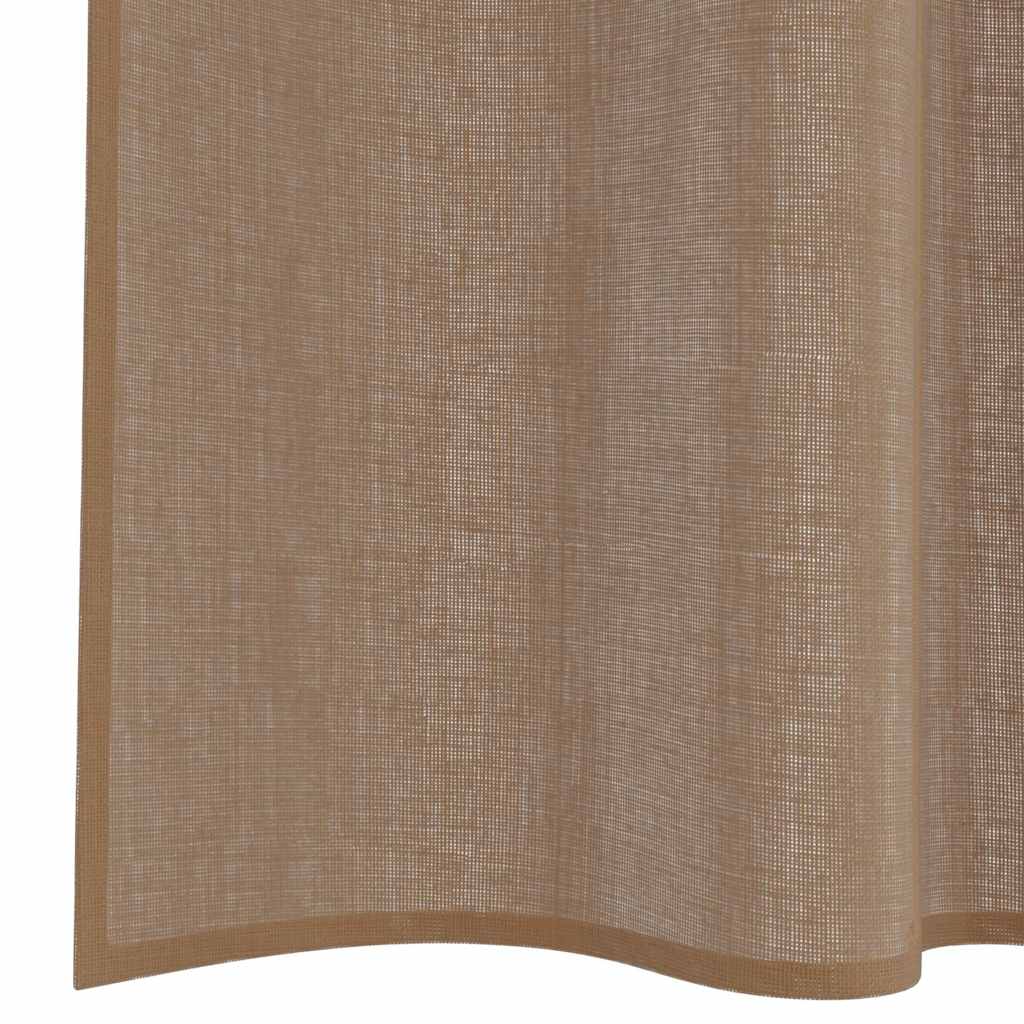 Voile curtains with rod pockets, 2 pieces, light brown