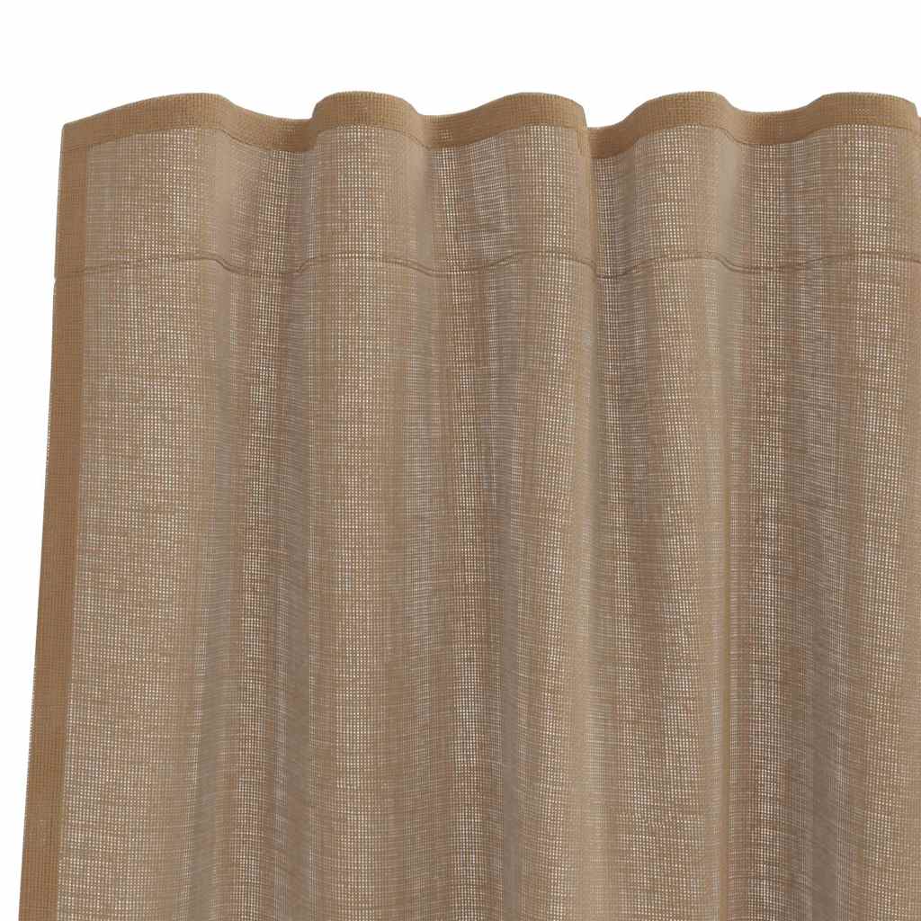 Voile curtains with rod pockets, 2 pieces, light brown