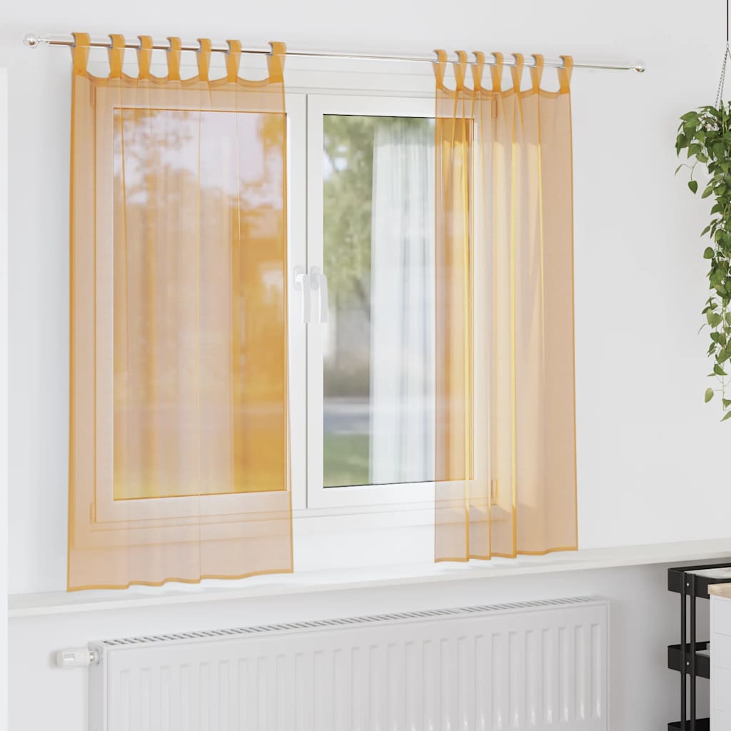 Voile Vorhänge mit Schlaufen 2 Stk. Orange 140x140 cm