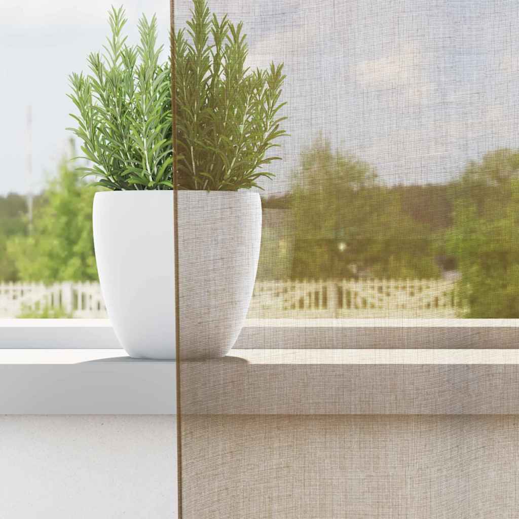 Voile curtains with loops, 2 pieces, light brown, 140x140 cm