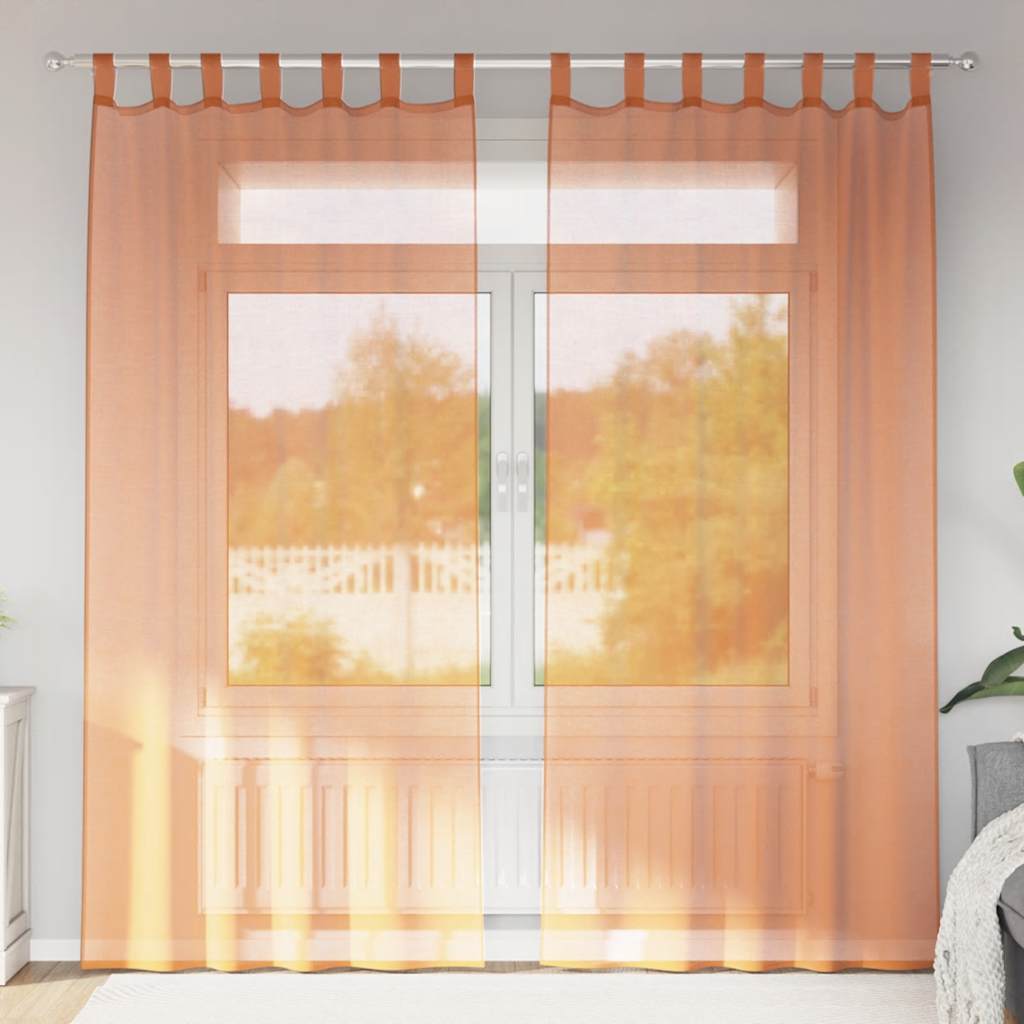 Voile Vorhänge mit Schlaufen 2 Stk. Terrakottarot 140x225 cm
