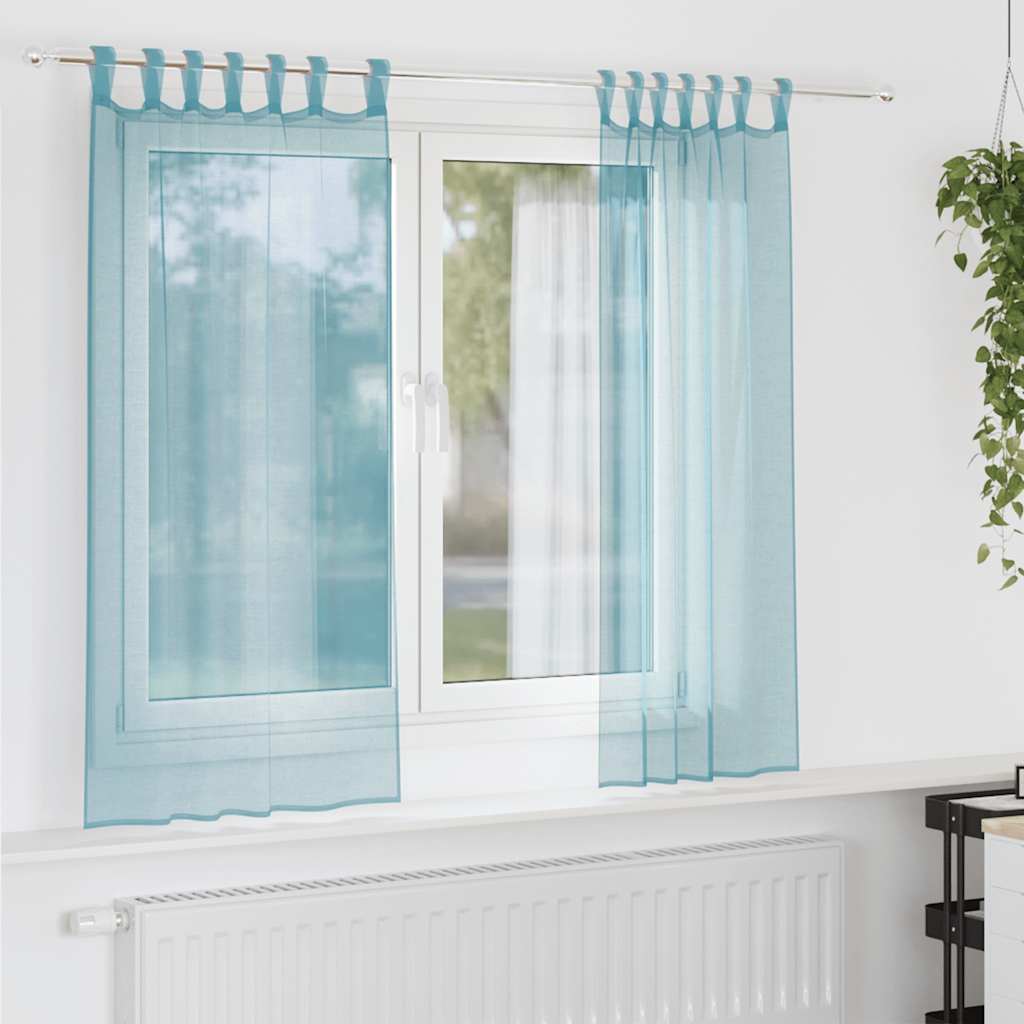 Voile Vorhänge mit Schlaufen 2 Stk. Türkis 140x140 cm