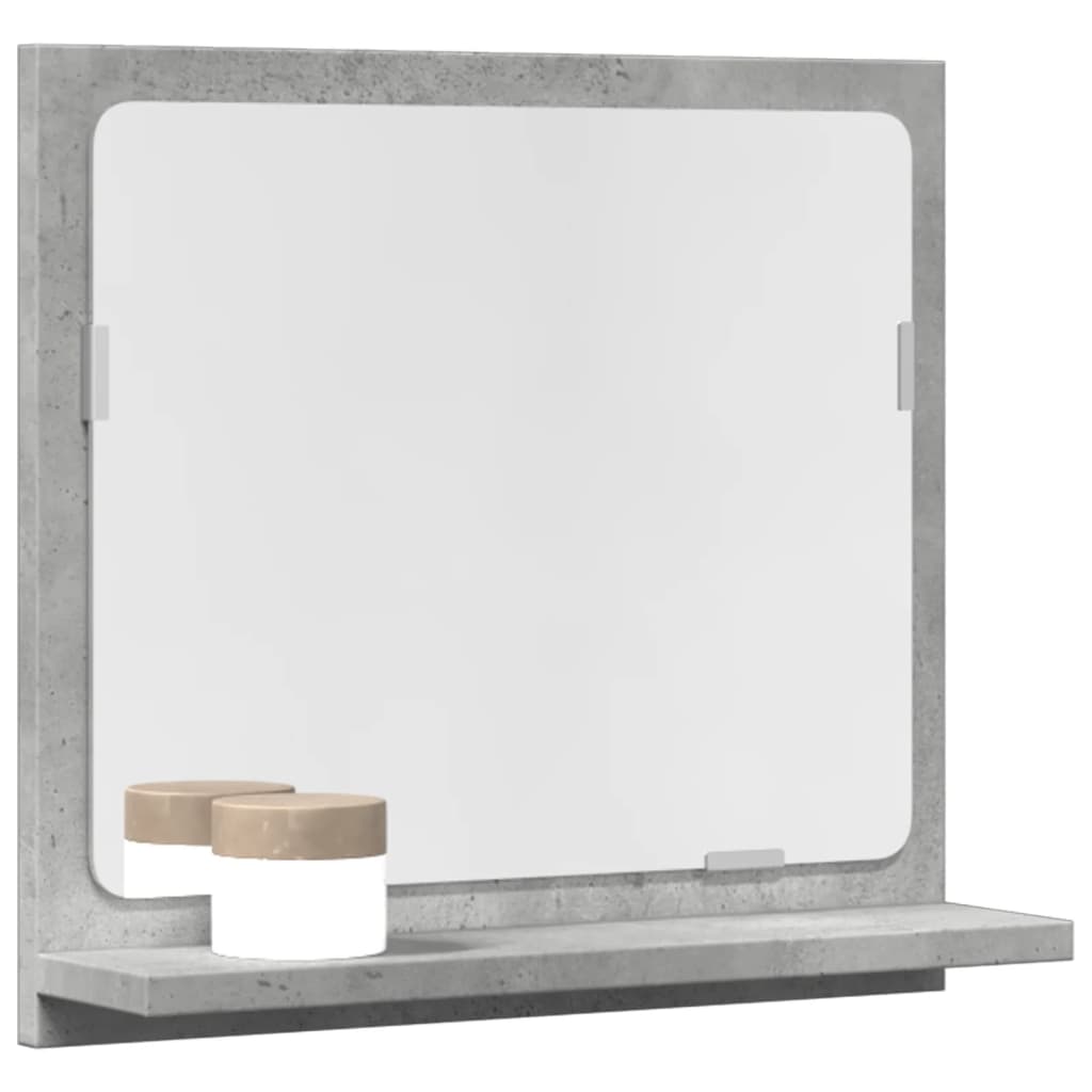 Bathroom mirror with shelf concrete grey 40x11x37 cm wood material