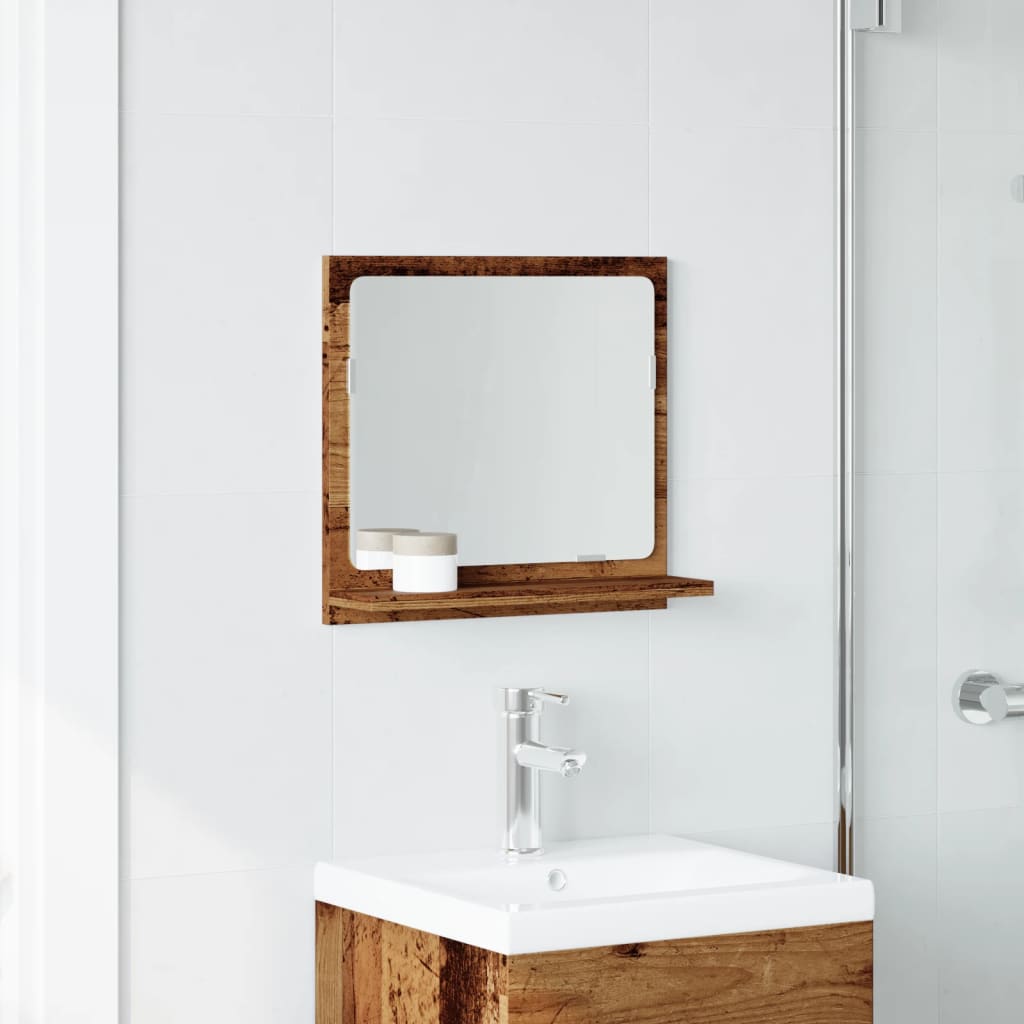 Bathroom mirror with shelf old wood look 40x11x37 cm wood material
