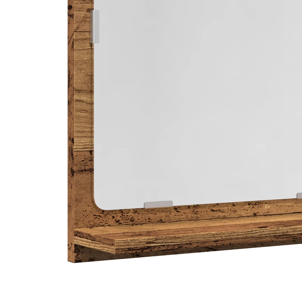Bathroom mirror with shelf old wood look 40x11x37 cm wood material