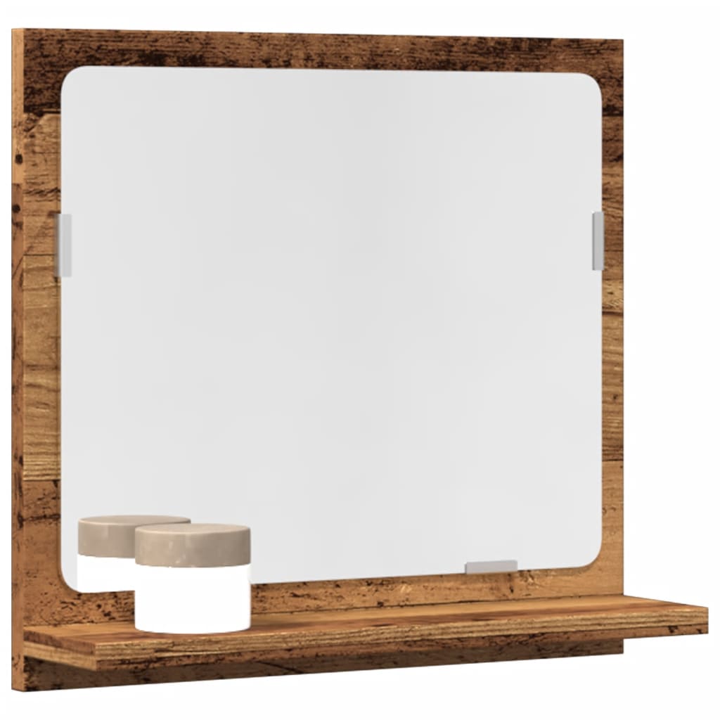 Bathroom mirror with shelf old wood look 40x11x37 cm wood material