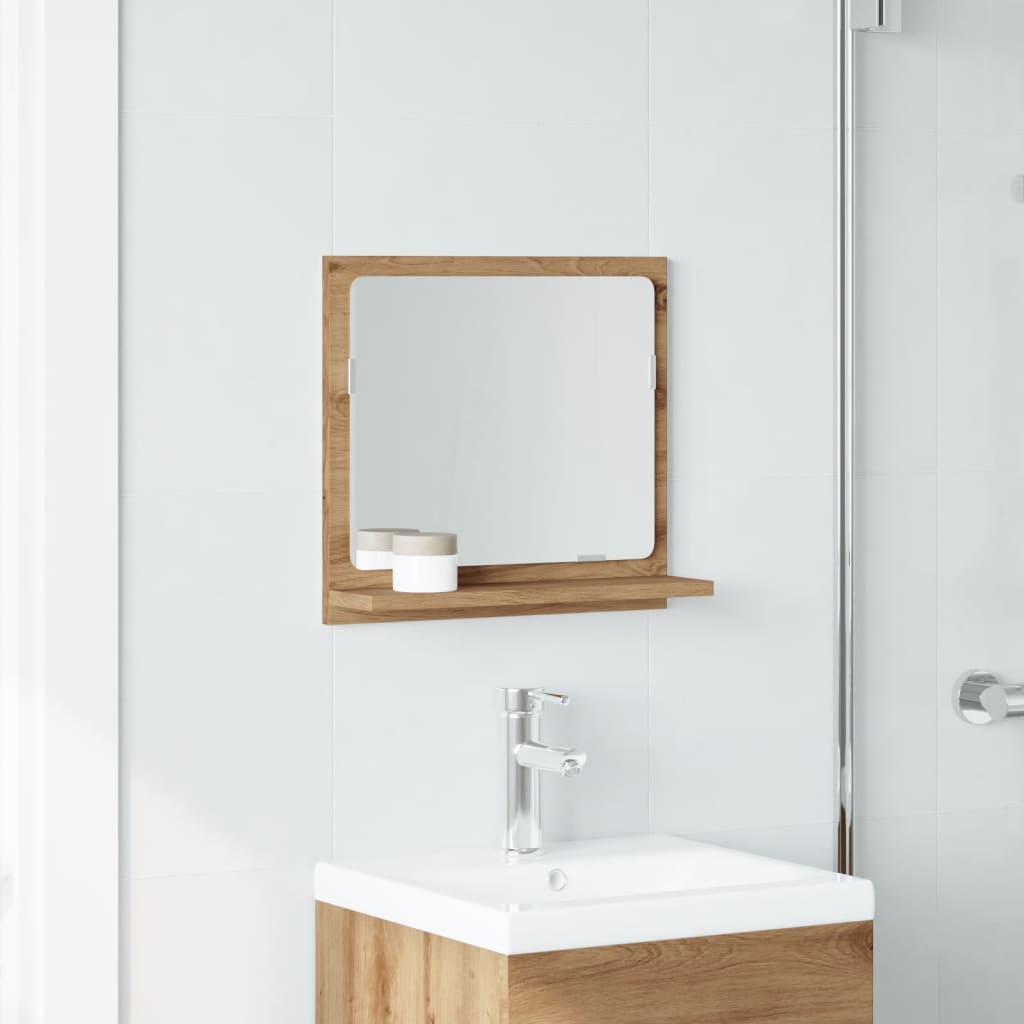 Bathroom mirror with shelf Artisan oak 40x11x37 cm wood material