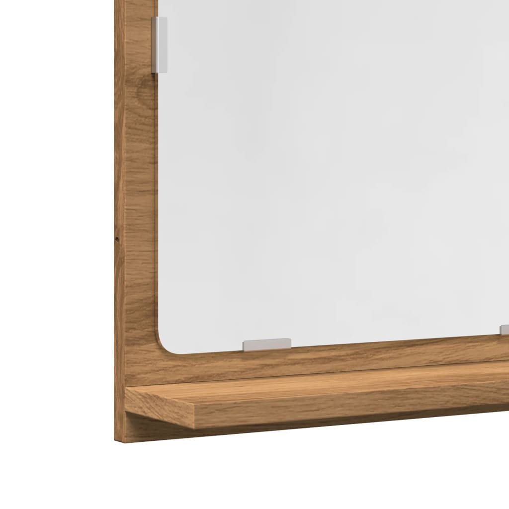 Bathroom mirror with shelf Artisan oak 40x11x37 cm wood material