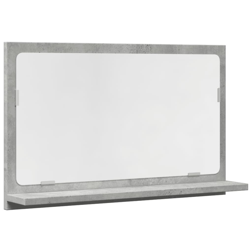 Bathroom mirror with shelf concrete grey 60x11x37 cm wood material