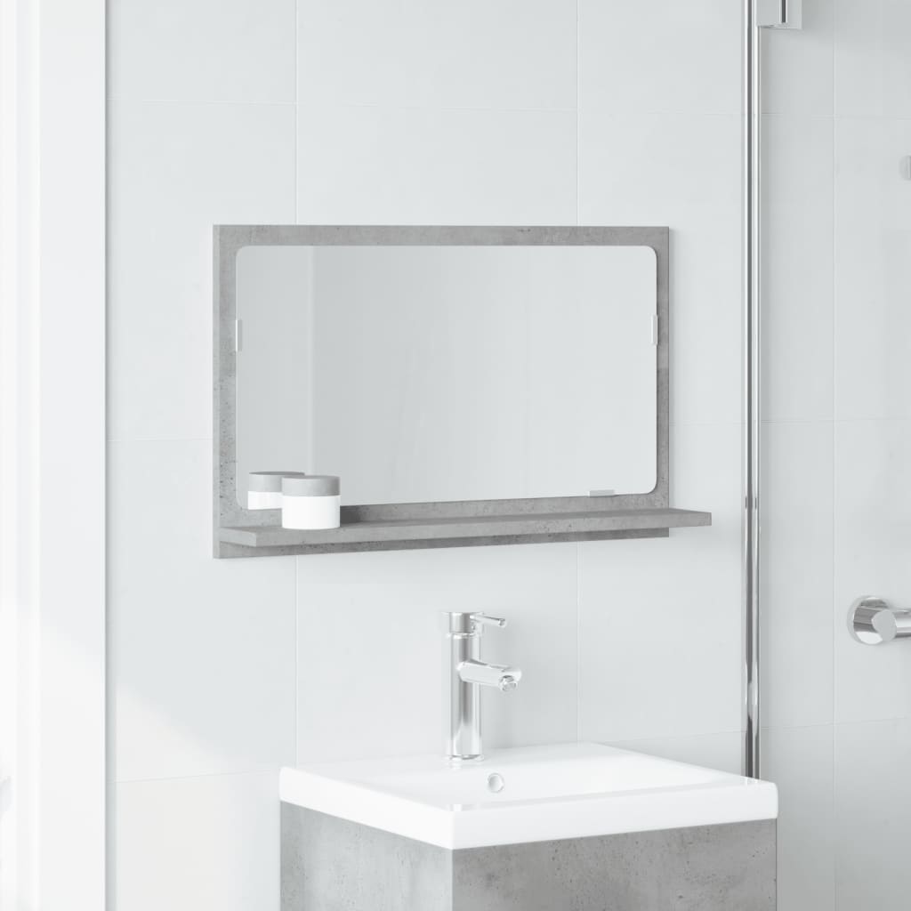 Bathroom mirror with shelf concrete grey 60x11x37 cm wood material