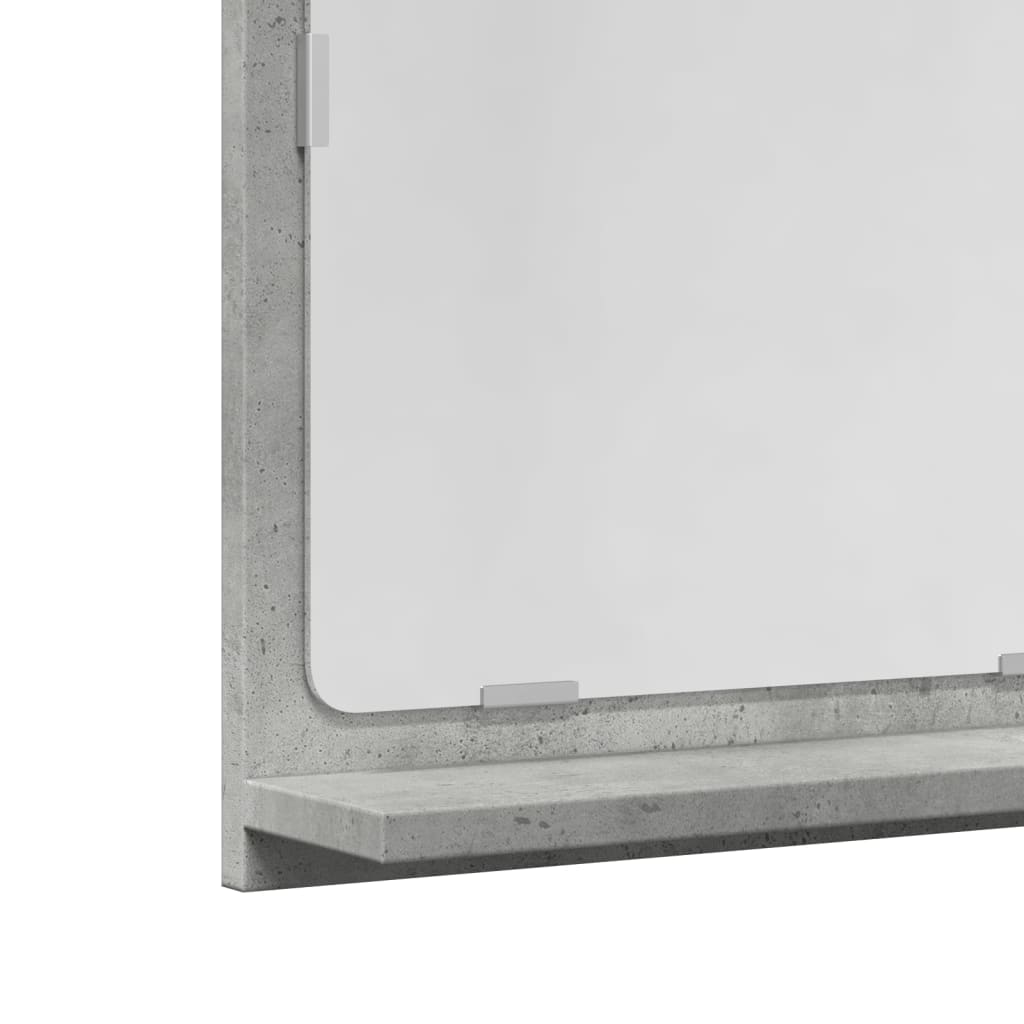 Bathroom mirror with shelf concrete grey 60x11x37 cm wood material