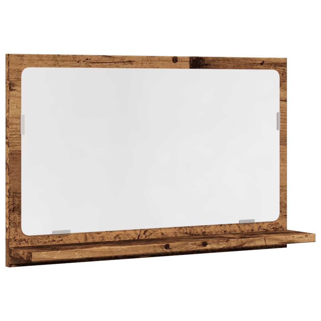 Bathroom mirror with shelf old wood look 60x11x37 cm wood material