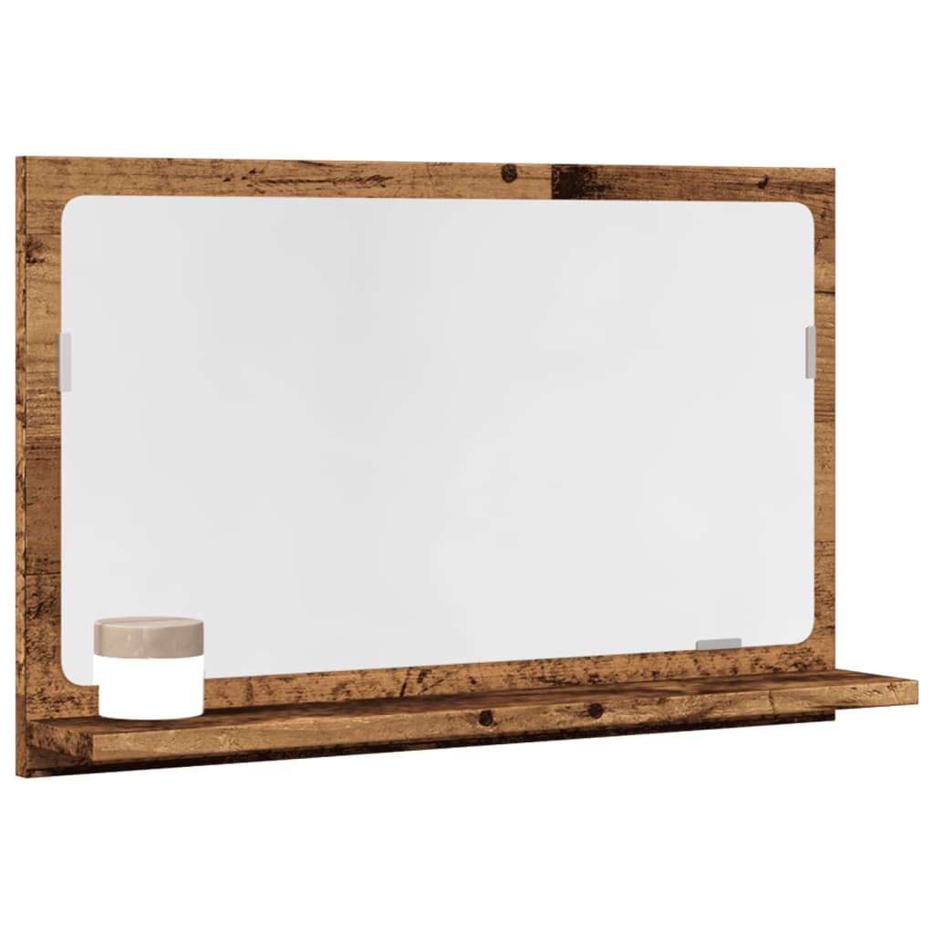 Bathroom mirror with shelf old wood look 60x11x37 cm wood material
