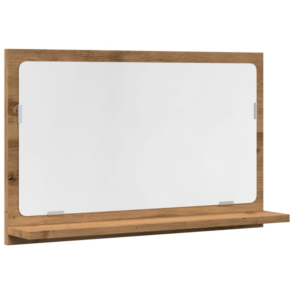 Bathroom mirror with shelf Artisan oak 60x11x37 cm wood material