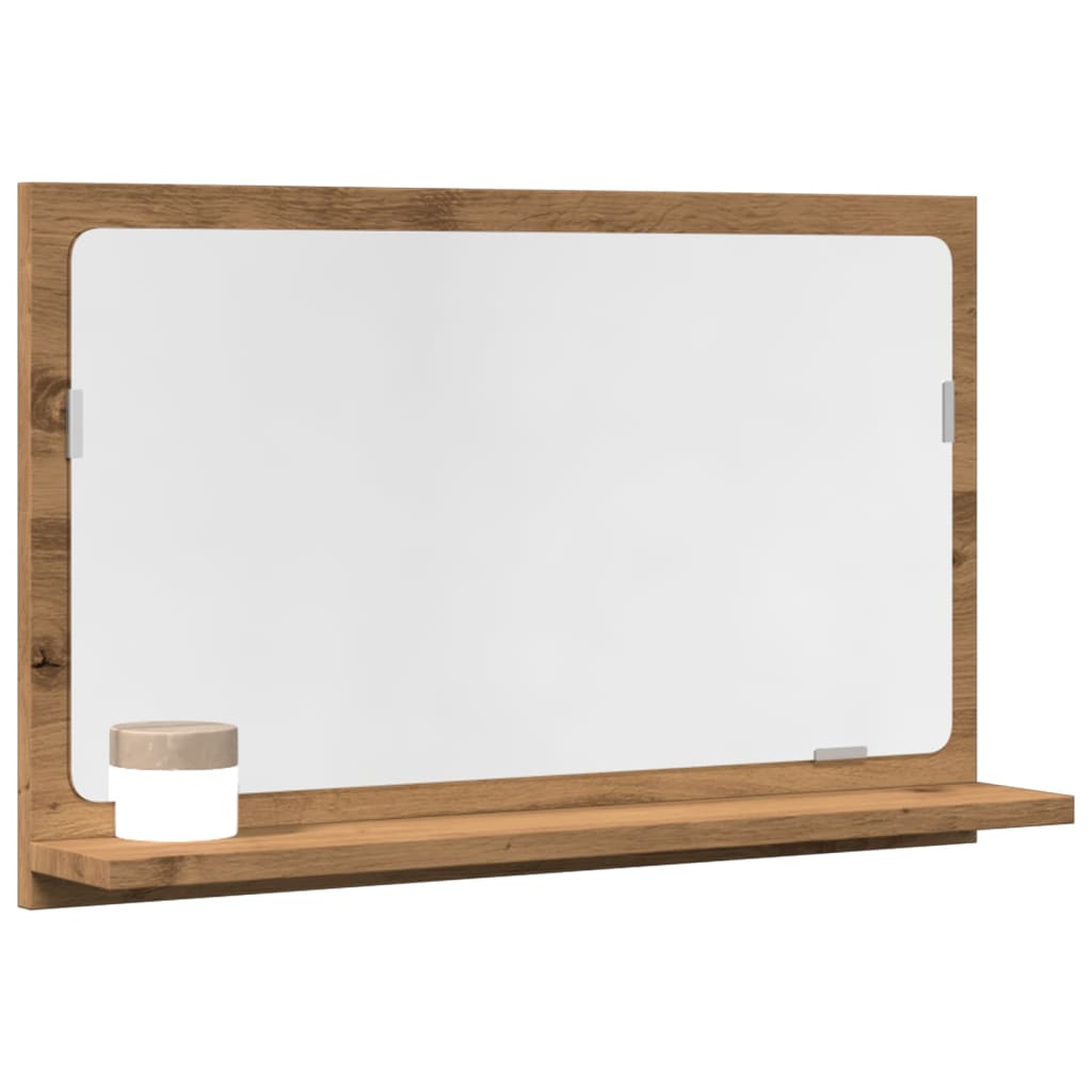 Bathroom mirror with shelf Artisan oak 60x11x37 cm wood material