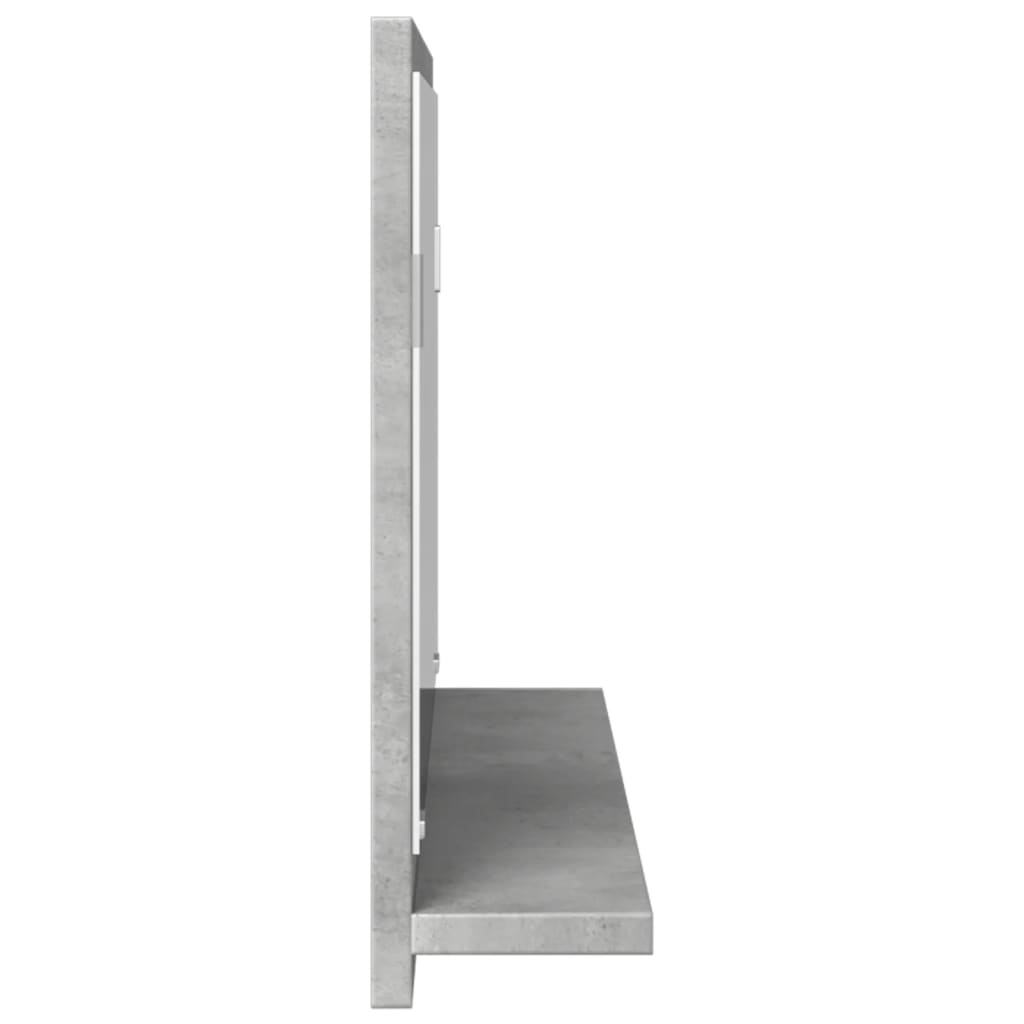 Bathroom mirror with shelf concrete grey 90x11x37 cm wood material