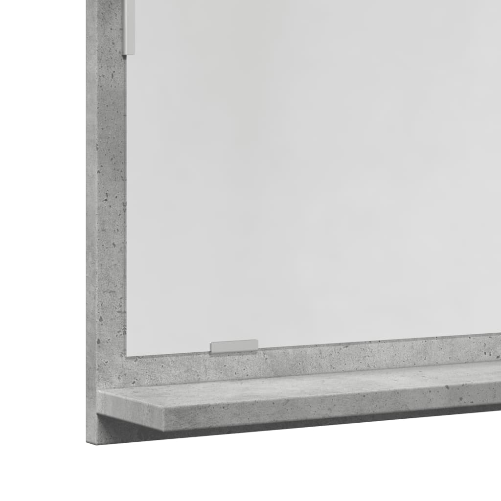 Bathroom mirror with shelf concrete grey 90x11x37 cm wood material