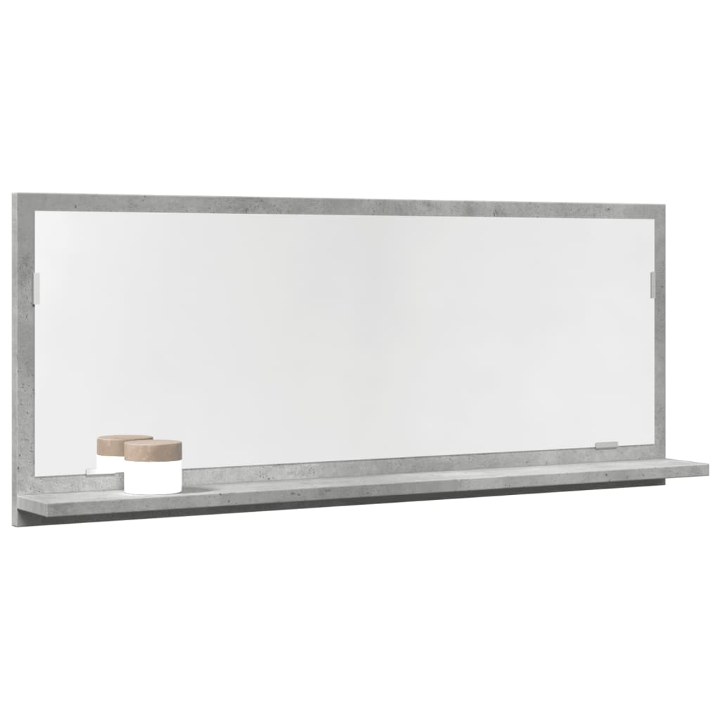 Bathroom mirror with shelf concrete grey 90x11x37 cm wood material