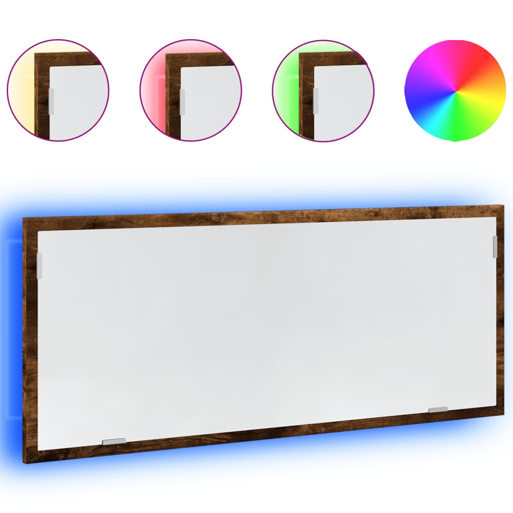 LED bathroom mirror smoked oak 100x8.5x37 cm wood material