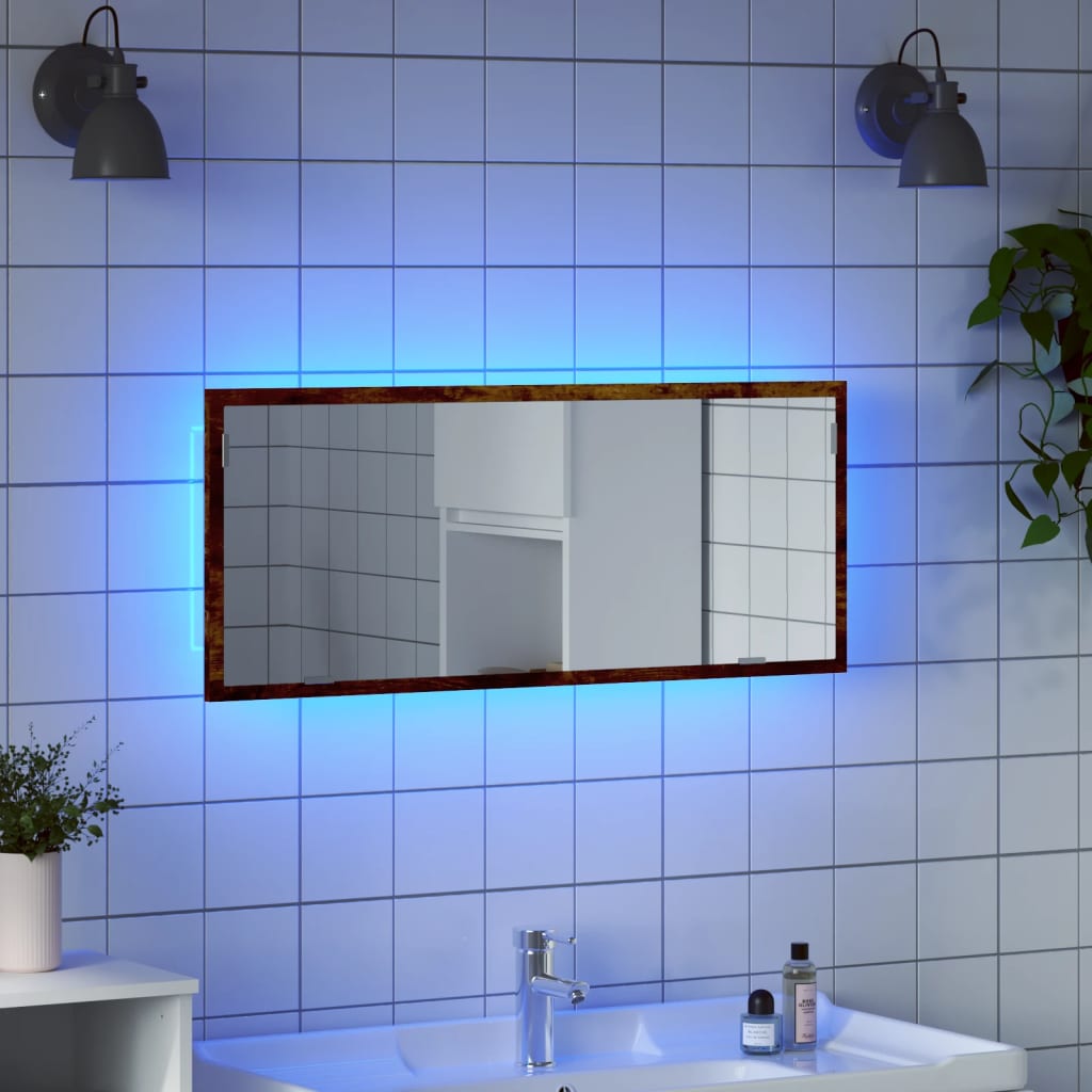 LED bathroom mirror smoked oak 100x8.5x37 cm wood material