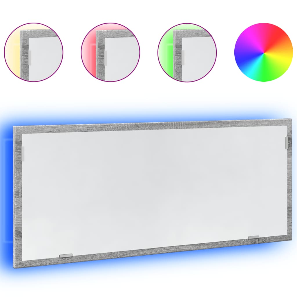 LED bathroom mirror Grey Sonoma 100x8.5x37 cm wood material