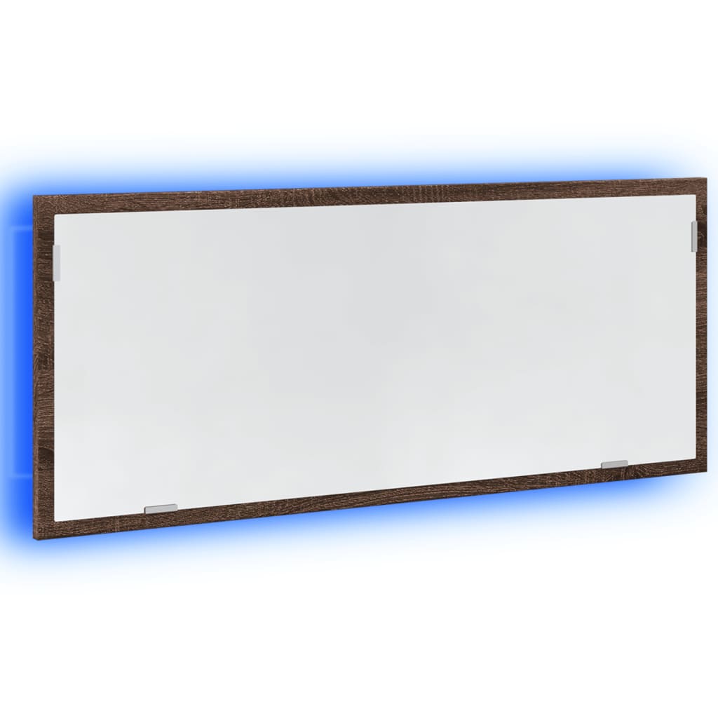 LED bathroom mirror brown oak look 100x8.5x37 cm wood material
