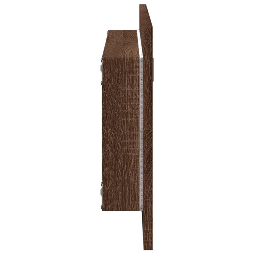 LED bathroom mirror brown oak look 100x8.5x37 cm wood material
