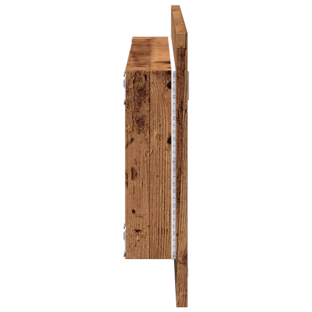 LED bathroom mirror old wood look 100x8.5x37 cm wood material