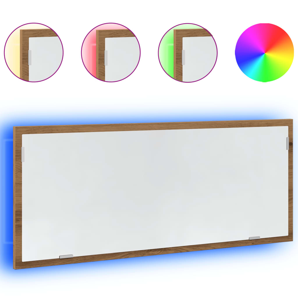 LED bathroom mirror Artisan oak 100x8.5x37 cm wood material