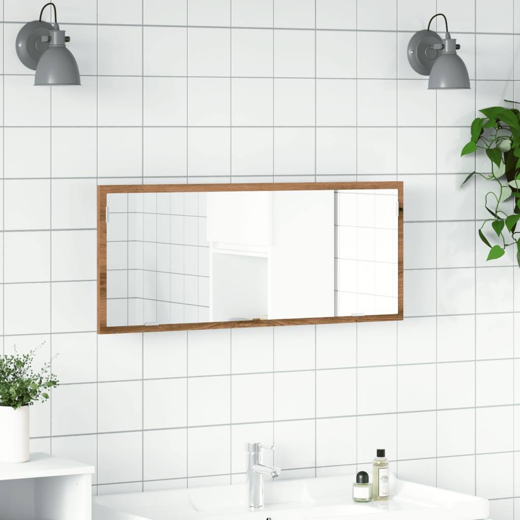 LED bathroom mirror Artisan oak 100x8.5x37 cm wood material