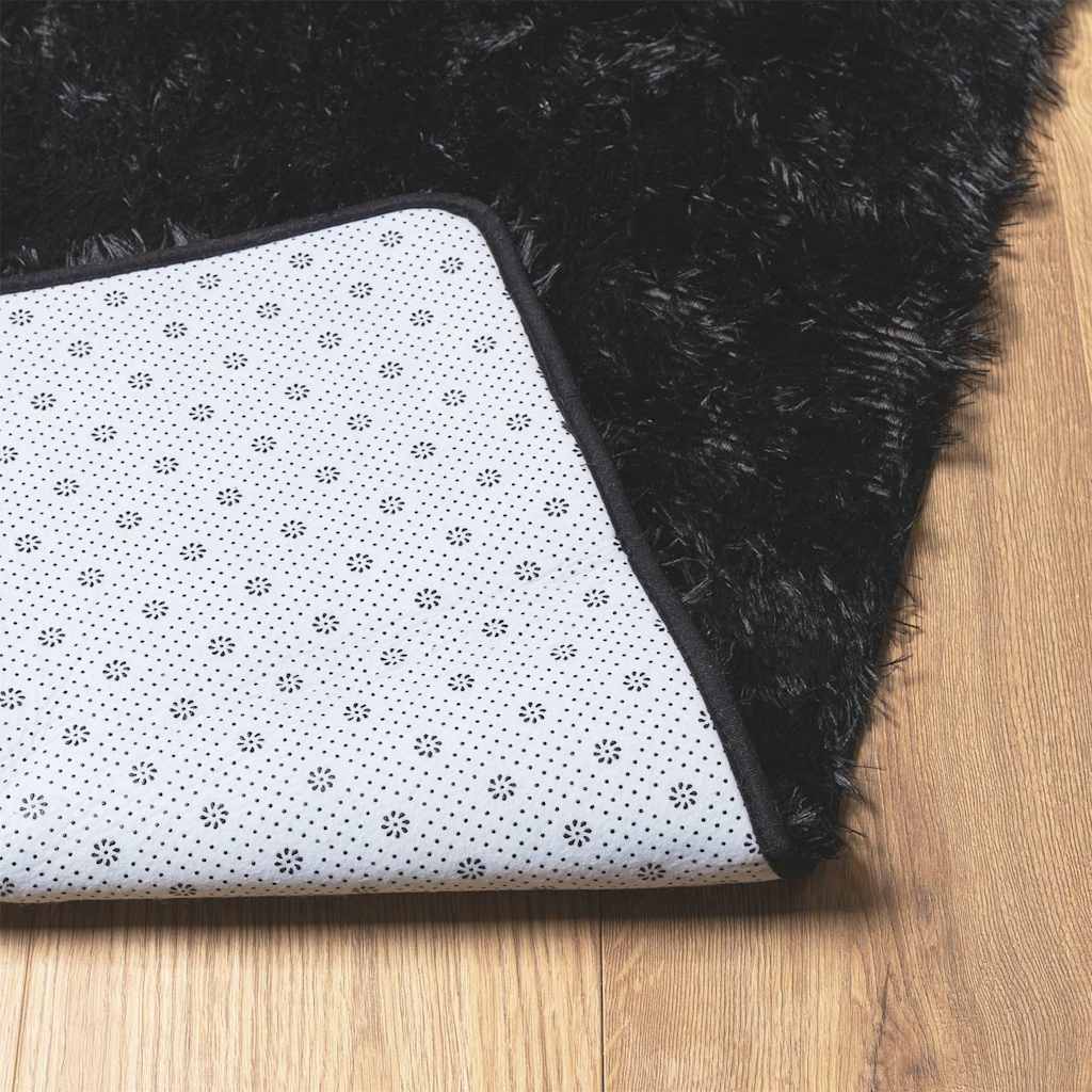 Teppich Shaggy Hochflor NAVARRA Schwarz 80x150 cm Polyester