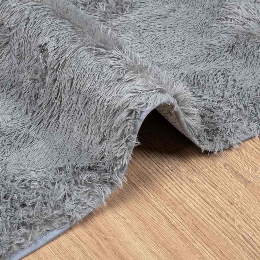 Teppich Shaggy Hochflor NAVARRA Silbergrau 80x150 cm Polyester