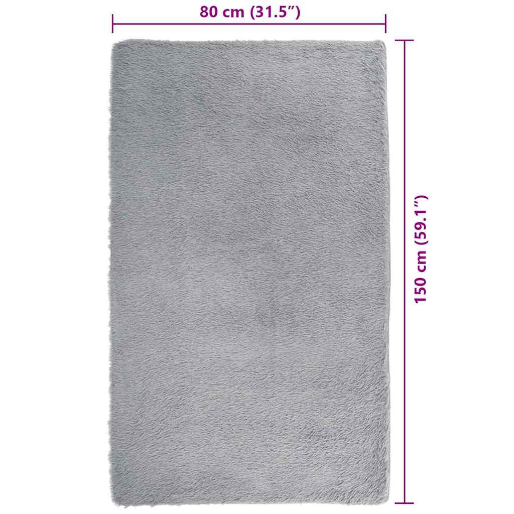 Teppich Shaggy Hochflor NAVARRA Silbergrau 80x150 cm Polyester