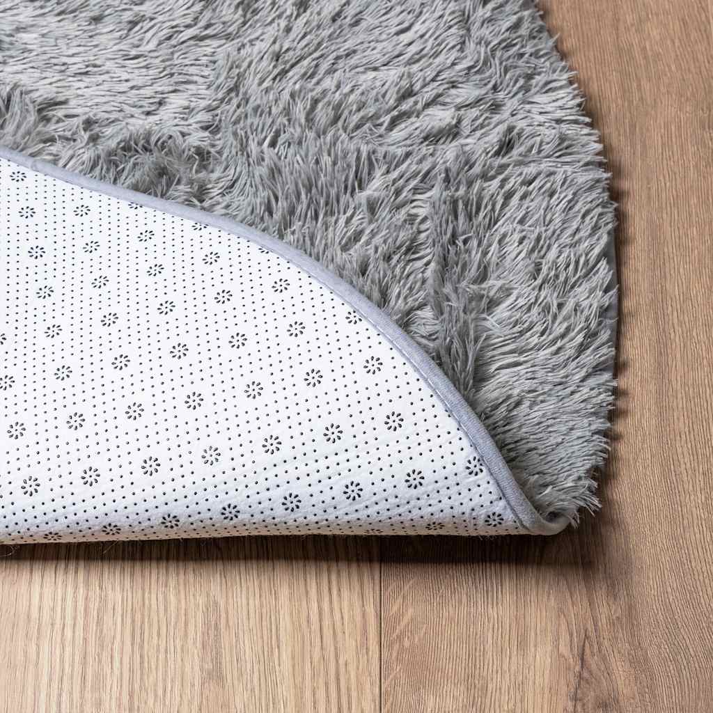 Carpet Shaggy Deep Pile NAVARRA Silver Grey 100x100 cm Polyester