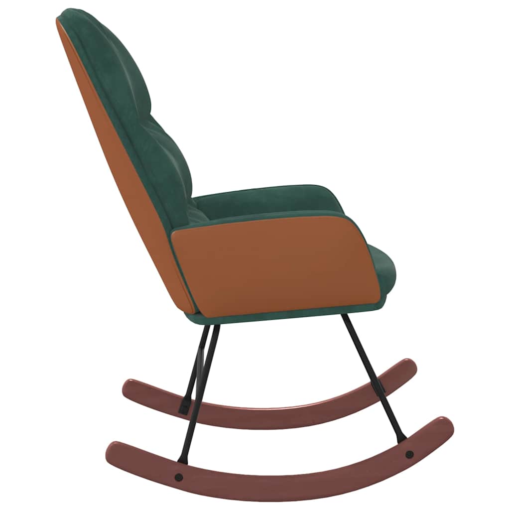 Rocking Chair Dark Green Velvet