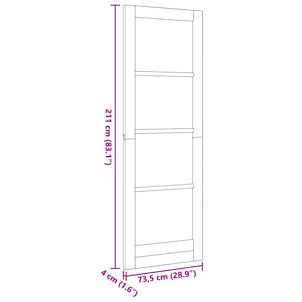 Innend Tür mit Glas Braun 73,5 x 211 cm