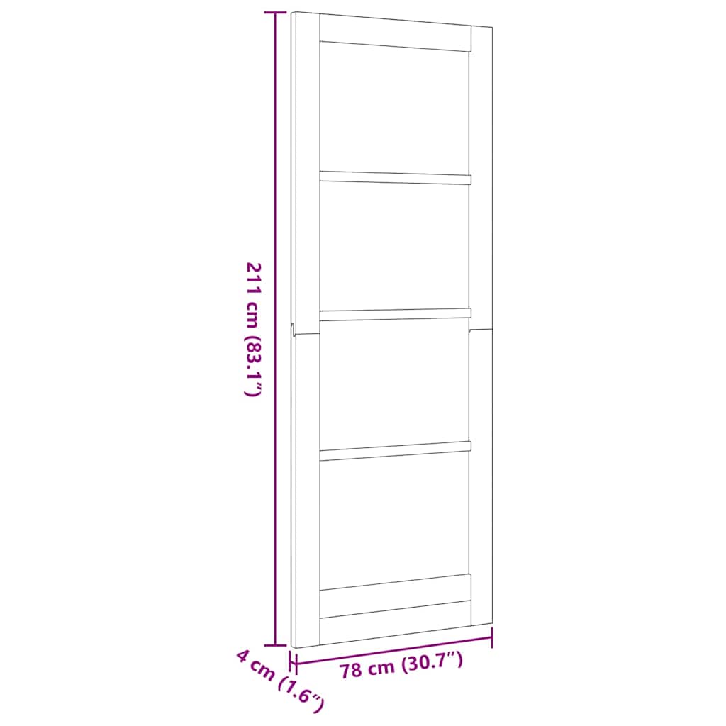 Innend Tür mit Glas Weiß 78 x 211 cm Massivholz Kiefer und Glas